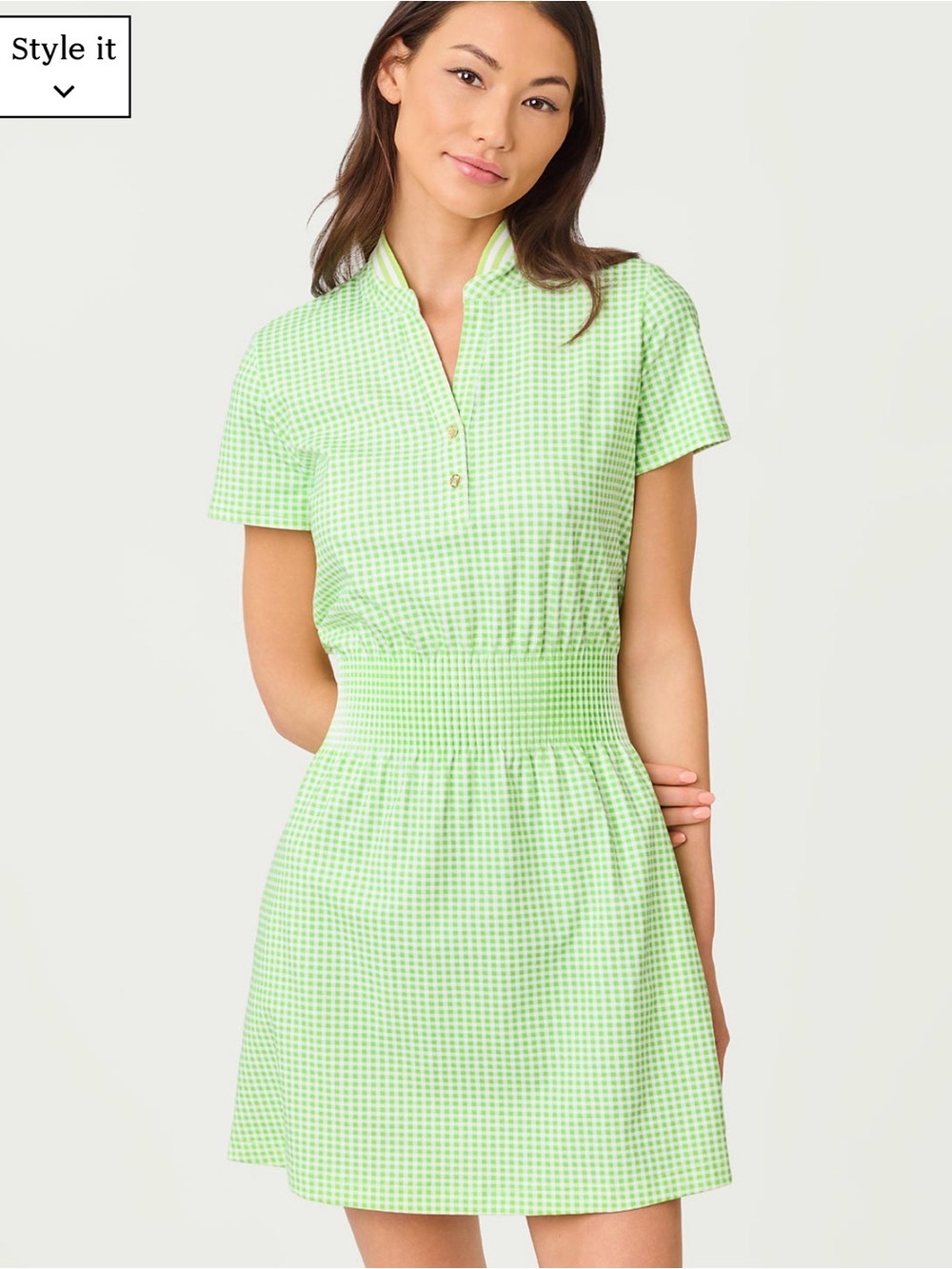 Lilly Pulitzer Love active Green Gingham Short Sleeve Dress